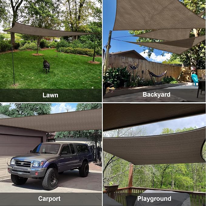 SUNLAX Sun Shade Sail 10' x 13' Brown Rectangle Canopy Sail Shade Cover UV - Image 8