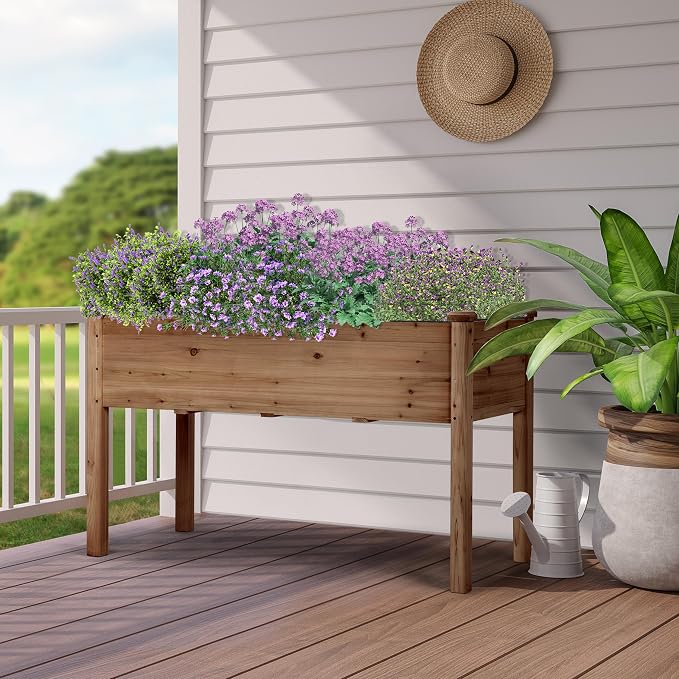 Yaheetech 2pcs Raised Garden Bed 48x24x30in Elevated Wooden Horticulture - Image 8