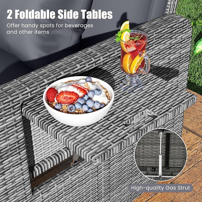 LDAILY Moccha Outdoor Daybed, Wicker Loveseat Sofa Set - Image 3