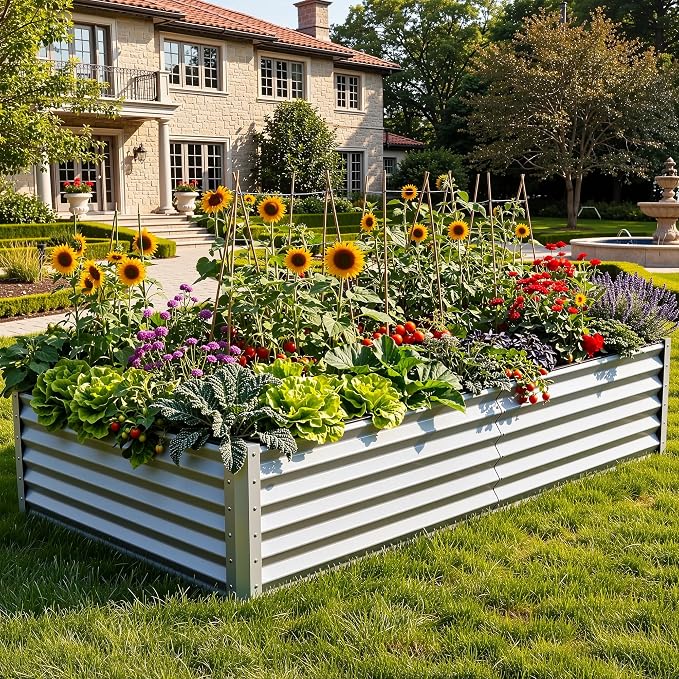 YITAHOME 8x4x1.5ft 2pcs Large Raised Garden Bed Kit, Galvanized Metal Planter - Image 2