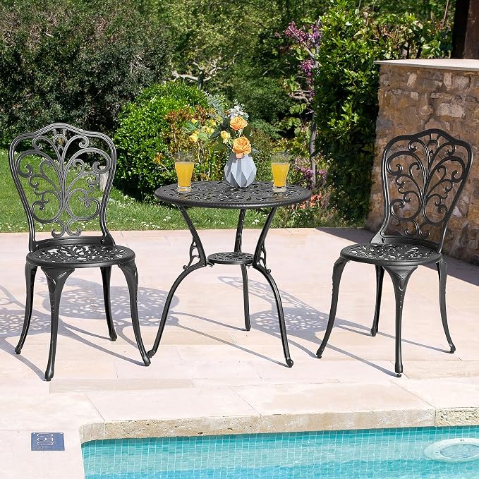 NUU GARDEN 3 Piece Bistro Set Outdoor, All Weather Cast Aluminum Patio Bistro - Image 3