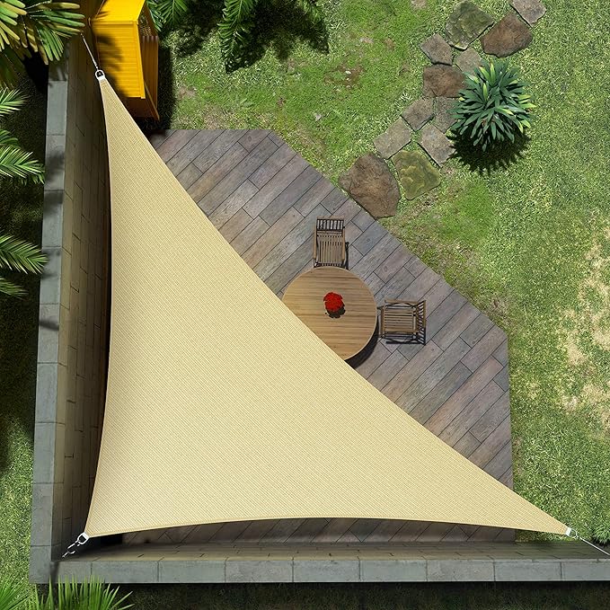 Amgo Custom Size 5' x 9' x 10.3' Beige Right Triangle Sun Shade Sail Order to by Amgo
