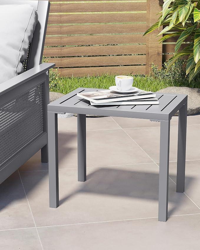 Crestlive Products Outdoor Side Table, Aluminum Rectangular Side/End Table - Image 7