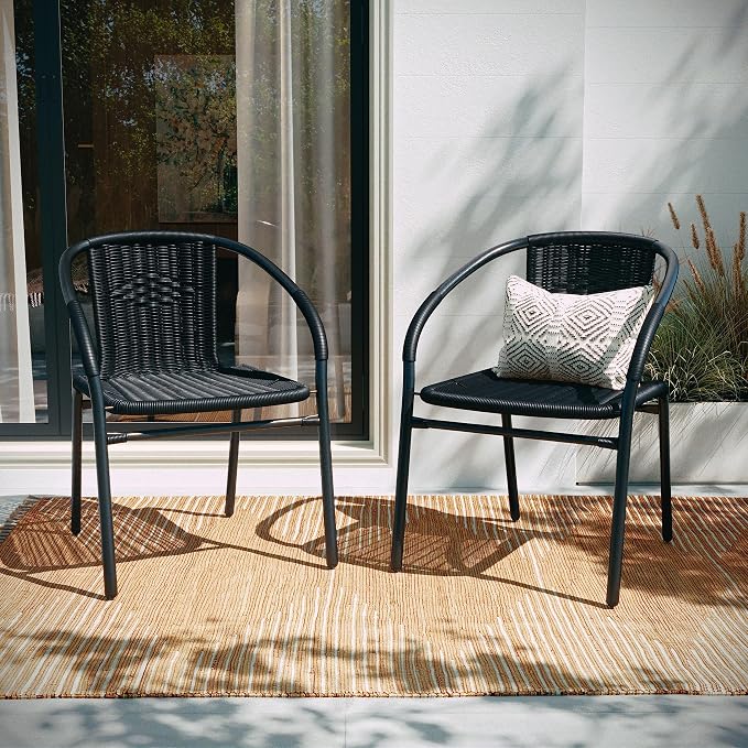 Flash Furniture Lila Modern Rattan Indoor/Outdoor Stackable Dining Chairs - Image 8