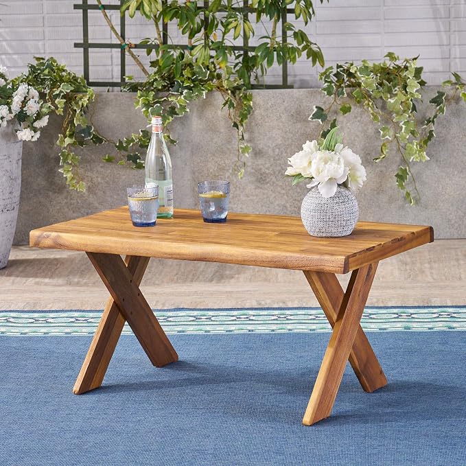 Christopher Knight Home Irene Outdoor Acacia Wood Coffee Table, Sandblast Teak - Image 2