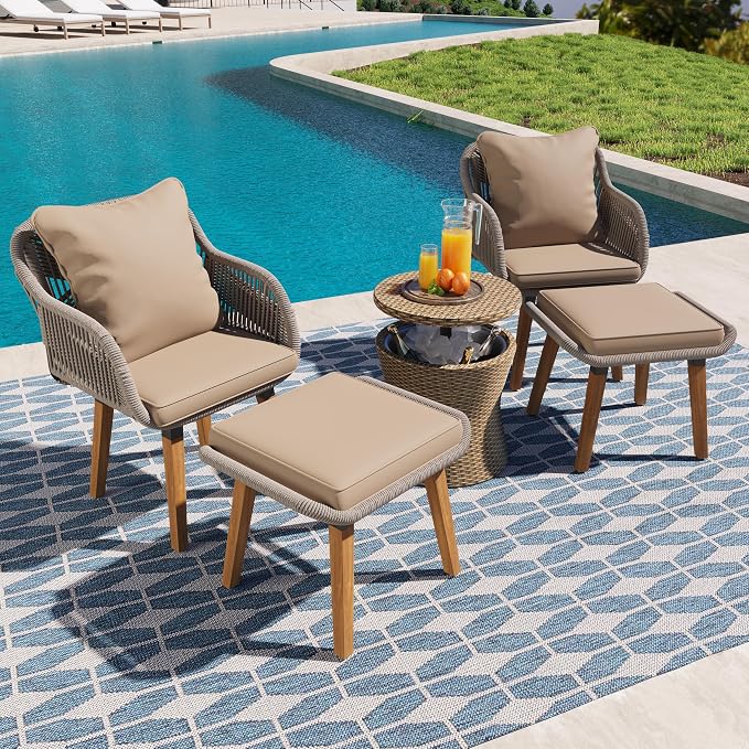 Merax 5 Pieces Patio Furniture Chair Sets, Patio Conversation Set by Merax