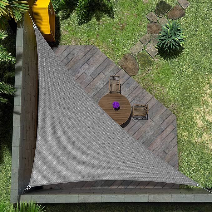 Amgo Custom Size 19' x 19' x 26.9' Gray Right Triangle Sun Shade Sail UPF50+ by Amgo