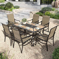PHI VILLA 7 Piece Outdoor Table and Chairs Set, 6 High Back Fixed Chairs and by PHIVILLAThepioneerofcomfortablehouseholdsupplies