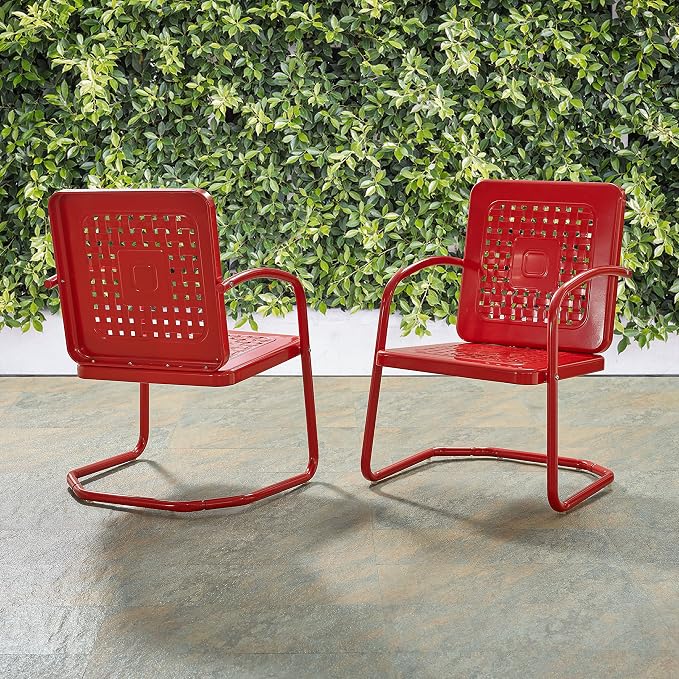 Crosley Furniture Bates 2-Piece Outdoor Chair Set, Retro Metal Patio Chairs - Image 9