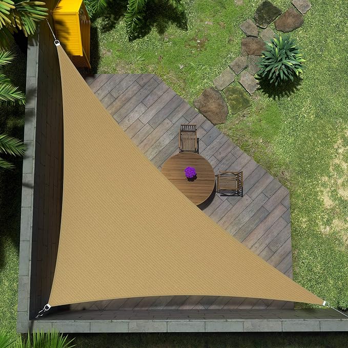 Amgo Custom Size 17' x 19' x 25.5' Sand Beige Right Triangle Sun Shade Sail by Amgo