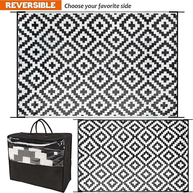 SAND MINE Waterproof Outdoor Rug 6x9 ft, Reversible Mats, Modern Area Rug - Image 3
