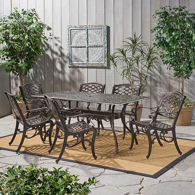 Christopher Knight Home Hallandale Outdoor Sarasota Cast Aluminum Rectangular - Image 4