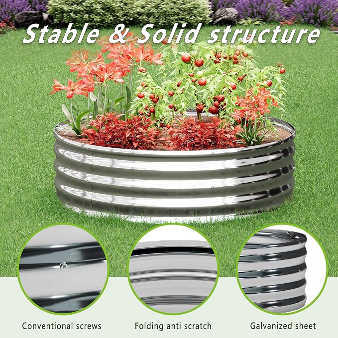 2PCS 4x4x1FT Galvanized Raised Garden Bed Kit, Vegetable Boxes-Round Metal - Image 6