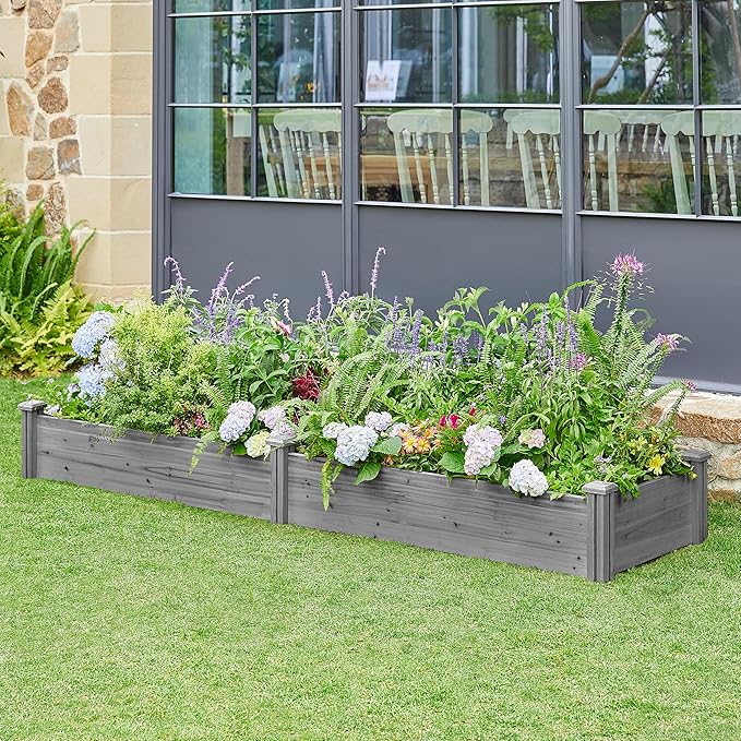 Yaheetech 8×2ft Wooden Horticulture Raised Garden Bed Divisible Elevated - Image 7