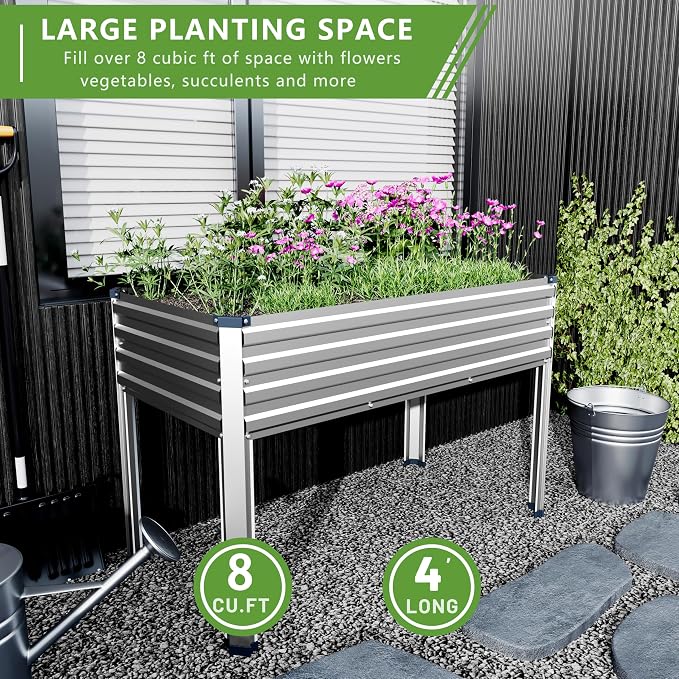 48×24×30in Galvanized Raised Garden Bed, Metal Elevated Planter Box - Image 6