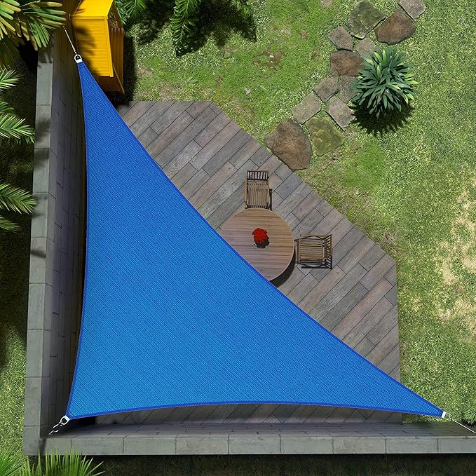 Amgo Custom Size 15' x 19' x 24.2' Blue Right Triangle Sun Shade Sail Order to by Amgo