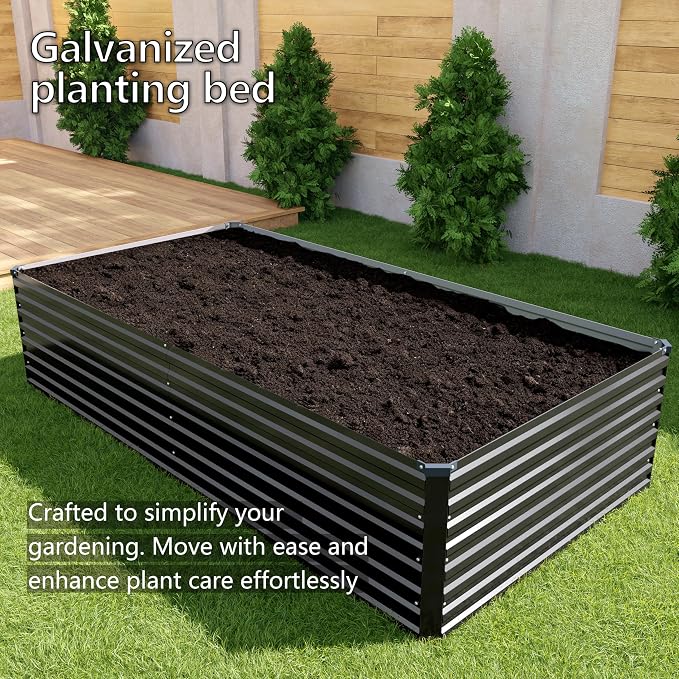 12x4x2FT Galvanized Raised Garden Bed Kit, Vegetable Plant Boxes-Rectangle - Image 7