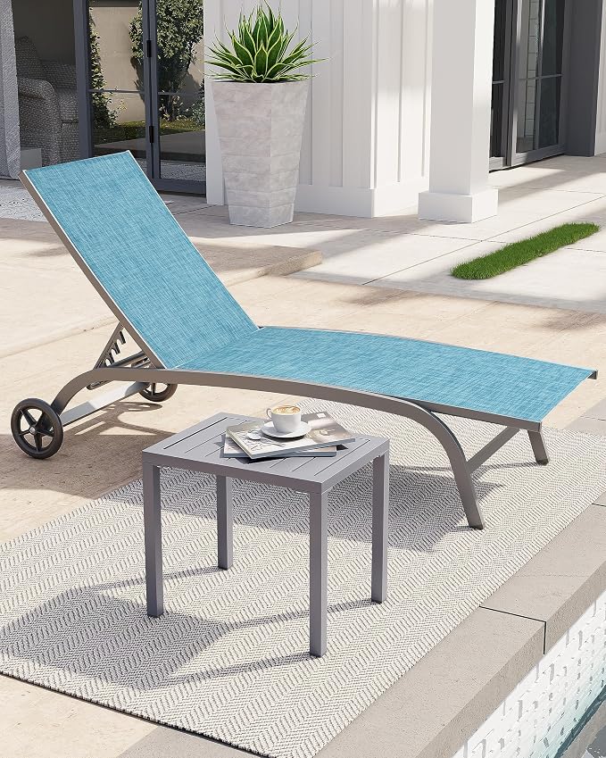 Crestlive Products Outdoor Side Table Set of 2, Aluminum Rectangular Side/End - Image 7