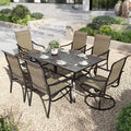 PHI VILLA Patio Dining Set for 6 Person, Rectangle Metal Table by PHIVILLAThepioneerofcomfortablehouseholdsupplies