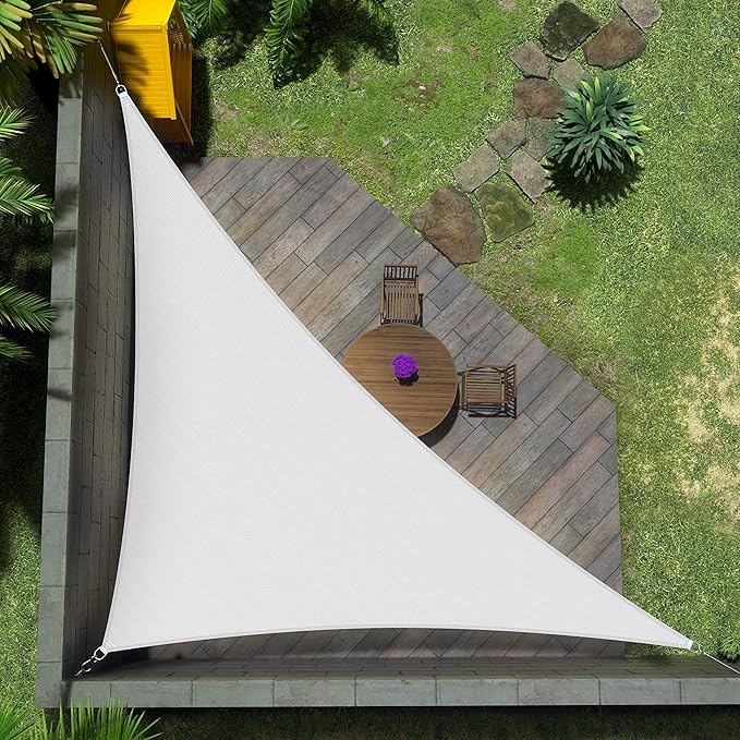 Amgo Custom Size 15' x 18' x 23.4' White Right Triangle Sun Shade Sail Order to by Amgo