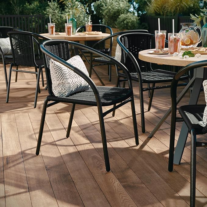 EMMA + OLIVER Set of 4 Modern Rattan Indoor/Outdoor Stack Chairs, Stacking - Image 4