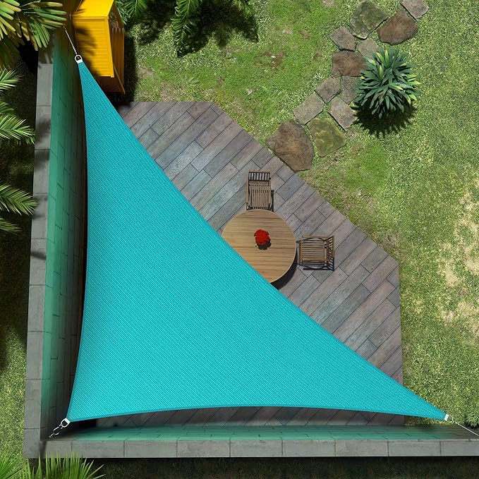 Amgo Custom Size 12' x 20' x 23.3' Turquoise Triangle Sun Shade Sail UPF50+ by Amgo