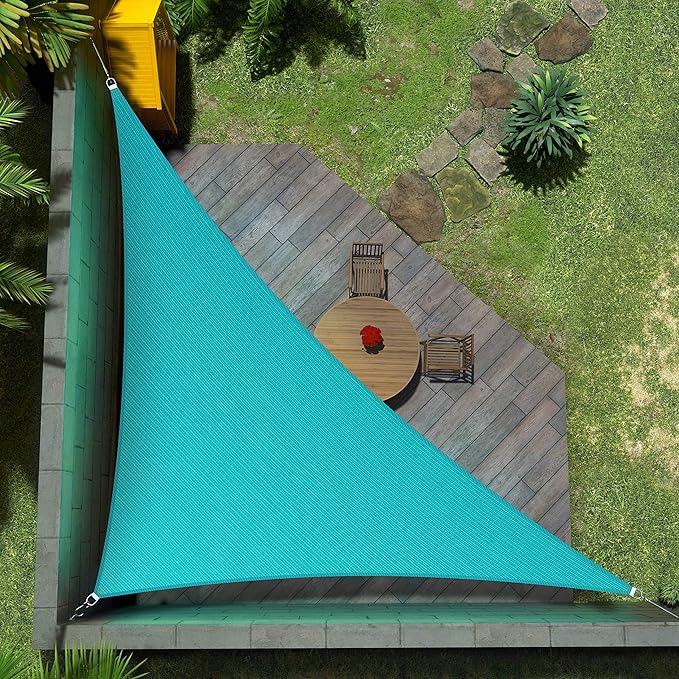 Amgo Custom Size 8' x 14' x 16.1' Turquoise Triangle Sun Shade Sail UPF50+ by Amgo
