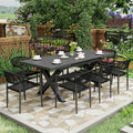 8 Pcs Stackable Patio Dining Chairs, Aluminum Rattan Outdoor Dining Chair by Erotr