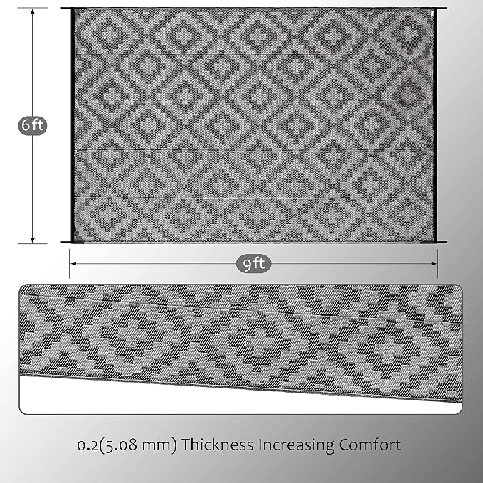 SAND MINE Waterproof Outdoor Rug 6x9 ft, Plastic Reversible Rug, Modern Area Rug - Image 2