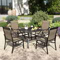 PHI VILLA Patio Dining Set for 4 Person, Square Metal Slat Table by PHIVILLAThepioneerofcomfortablehouseholdsupplies