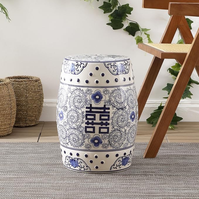 JONATHAN Y TBL1013A Double Happiness 18" Chinoiserie Ceramic Drum - Image 7