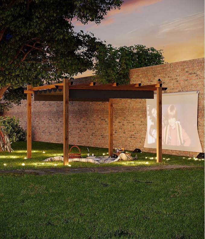 GarveeLife 10 x 13 ft Wood-Grain Aluminum Pergola - Image 7