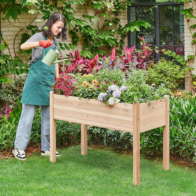 Yaheetech 2pcs Raised Garden Bed 48x24x30in Elevated Wooden Horticulture - Image 2