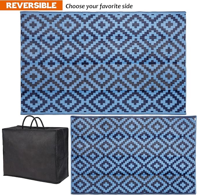 SAND MINE Reversible Mats, Plastic Straw Rug, Modern Area Rug, Large Floor Mat - Image 4