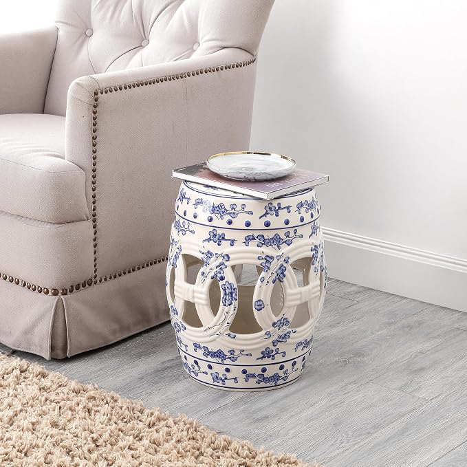 JONATHAN Y TBL1027A Lucky Coins 16" Chinese Ceramic Drum Indoor/Outdoor Garden - Image 2