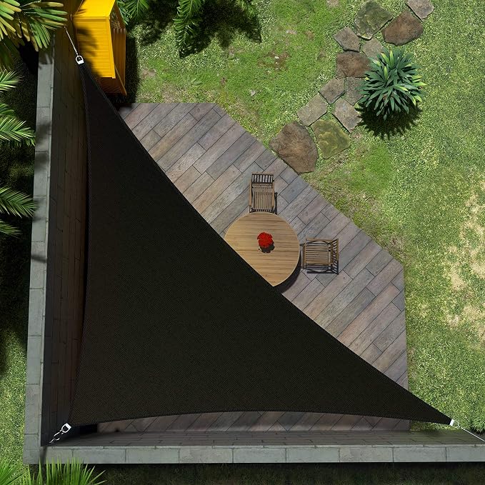 Amgo Custom Size 17' x 20' x 26.2' Black Right Triangle Sun Shade Sail UPF50+ by Amgo