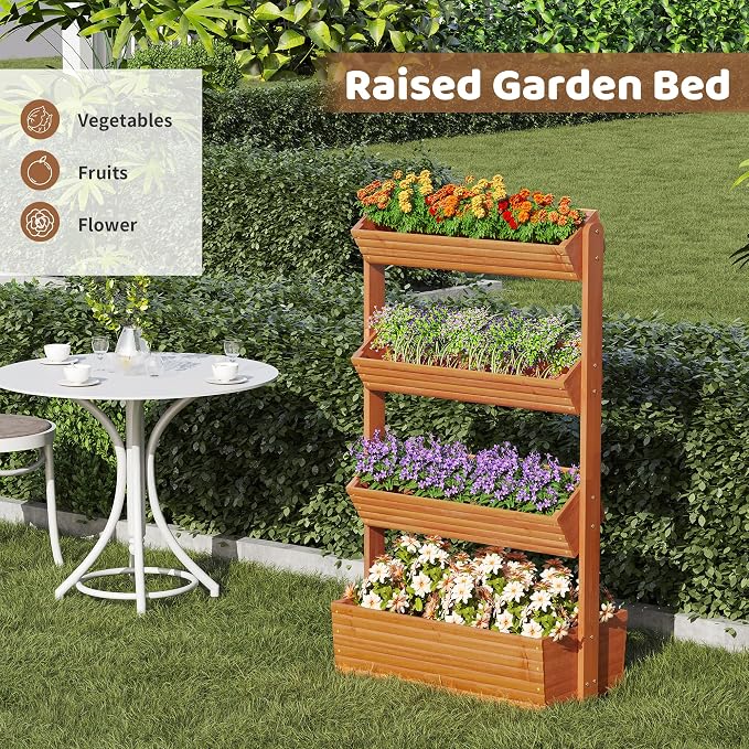 FILWH Wooden Raised Garden Bed Vertical Planter Box, Freestanding Plant Stand - Image 3