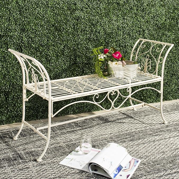 Safavieh PAT5016A Collection Arona Antique White Wrought Iron 51" Outdoor - Image 2
