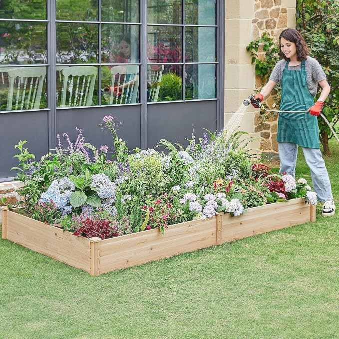 Yaheetech 8×4ft Wooden Horticulture Raised Garden Bed Divisible Elevated - Image 8